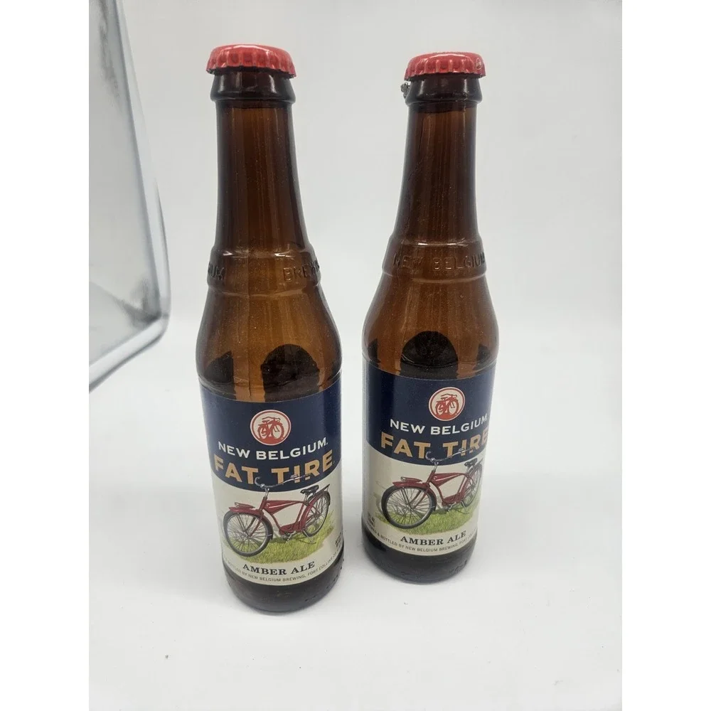 Empty New Belgium FAT TIRE Amber Ale Beer Bottles (2)